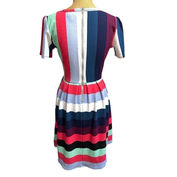 Lularoe Amelia Unicorn Colorful Stripes Color Block Size M Rare Pleated Pockets - Picture 6 of 13